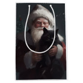 Sac Cadeau Moyen Tuxedo Chat avec Noël Festif du Père Noël (Devant)