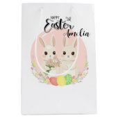 Sac Cadeau Moyen Two Easter Bunnies Personalized Gift Bag (Devant)
