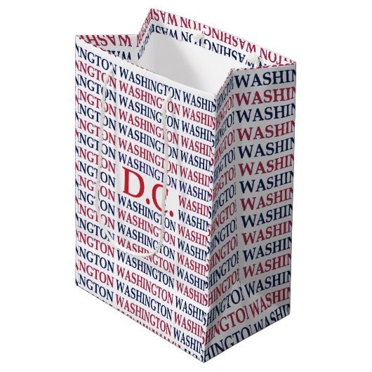 Sac Cadeau Moyen Typographie de Washington DC (Devant Angle)