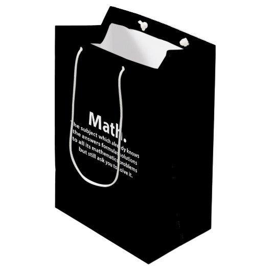 Sac Cadeau Moyen Typographie Mathématique Drôle de Maths (Devant Angle)