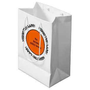 Sac Cadeau Moyen Typographie noir blanc Orange Happy Halloween