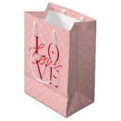 Sac Cadeau Moyen Typographie rouge Saint Valentin Amour Coeurs rose (Devant Angle)