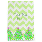 Sac Cadeau Moyen Un arbre de Noël vert Chevron personnalisé (Devant)