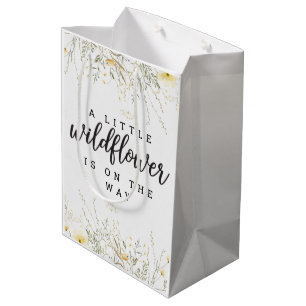 Sac Cadeau Moyen Un Baby shower D'Aquarelle Jaune Un Peu Fleur sauv