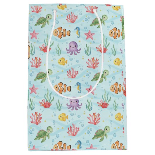 Sac Cadeau Moyen Under the Sea Party Colourful Ocean Creatures (Devant)