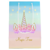 Sac Cadeau Moyen Unicorn Fleurs et étoiles (Dos)