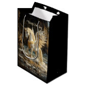 Sac Cadeau Moyen Unicorne à ailes blanches Mythique Océan Imaginair (Devant Angle)