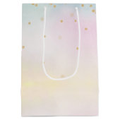 Sac Cadeau Moyen Unicorne Aqua rose Jaune teint or Confetti (Dos)