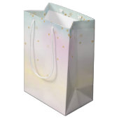 Sac Cadeau Moyen Unicorne Aqua rose Jaune teint or Confetti (Dos Angle)