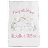 Sac Cadeau Moyen Unicorne Baby shower Pastel Rainbow (Dos)