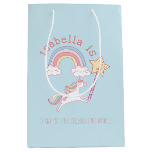 Sac Cadeau Moyen Unicorne colorée personnalisable Baguette magique