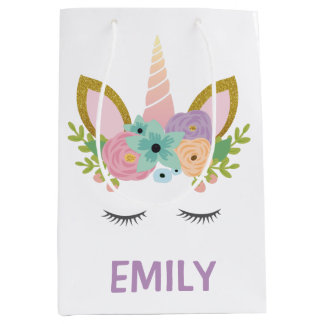 Sac Cadeau Moyen Unicorne magique parties scintillant de nom person