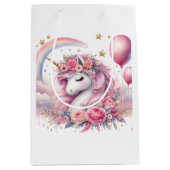 Sac Cadeau Moyen Unicorne rose (Devant)