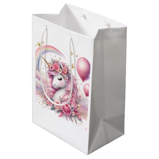 Sac Cadeau Moyen Unicorne rose (Dos Angle)