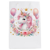 Sac Cadeau Moyen Unicorne rose (Devant)
