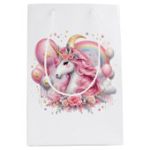 Sac Cadeau Moyen Unicorne rose (Devant)