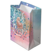 Sac Cadeau Moyen Unicorne rose étincelle Purple Aqua Parties scinti (Devant Angle)