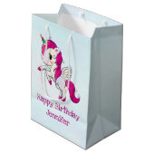 Sac Cadeau Moyen Unicorne rose mignonne avec ailes (Dos Angle)