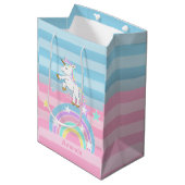 Sac Cadeau Moyen Unicornes arc-en-ciel (Devant Angle)