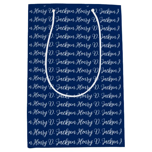 Sac Cadeau Moyen Unique Navy Blue Classical Handwriting Plain (Devant)