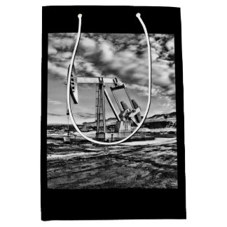 Sac Cadeau Moyen Unité de pompage à huile (Pumpjack) en noir et bla