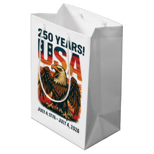 Sac Cadeau Moyen USA 250 Years - Patriotic Bald Eagle 4 juillet 202