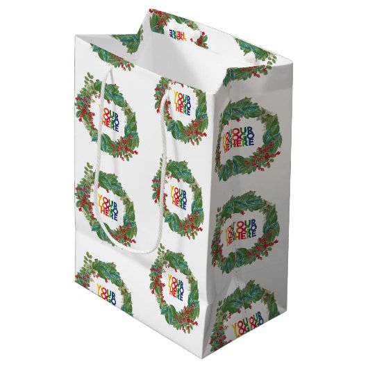 Sac Cadeau Moyen Vacances Courrier Logo d'affaires Noël (Devant Angle)