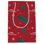 Sac Cadeau Moyen Vacances de Noël Holly Motif (Devant)