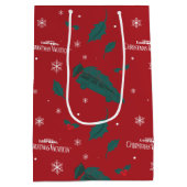 Sac Cadeau Moyen Vacances de Noël Holly Motif (Dos)