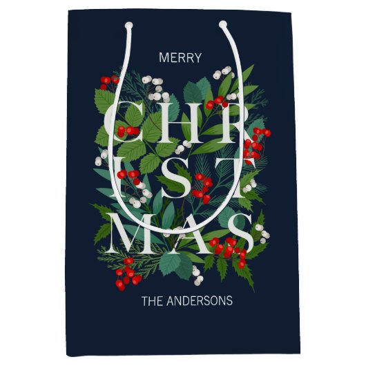 Sac Cadeau Moyen Vacances De Noël Saintes Et Vertes (Devant)