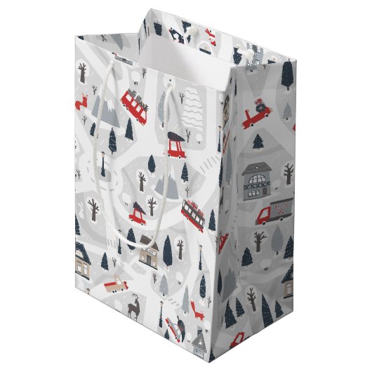 Sac Cadeau Moyen Vacances en ville Noël (Devant Angle)