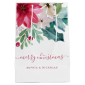 Sac Cadeau Moyen Vacances florales | Aquarelle de Noël (Dos)