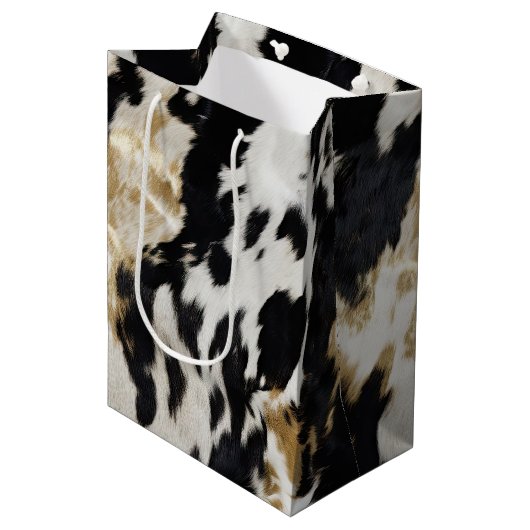 Sac Cadeau Moyen Vache blanche noire (Devant Angle)
