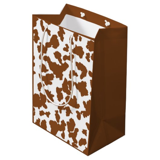 Sac Cadeau Moyen Vache Brown Et Blanche Cacher Motif fourrure (Dos Angle)