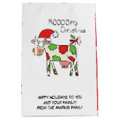 Sac Cadeau Moyen Vache Drôle Caricature Noël (Devant)
