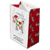 Sac Cadeau Moyen Vache Drôle Caricature Noël (Dos Angle)