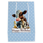Sac Cadeau Moyen Vache Joyeux anniversaire Daisy Blue (Dos)
