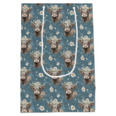 Sac Cadeau Moyen Vaches et fleurs des Highlands (Dos)