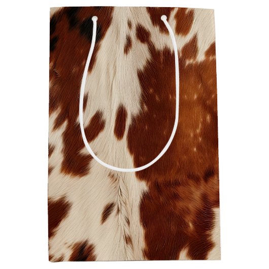 Sac Cadeau Moyen Vachette noire Brown blanche occidentale (Devant)