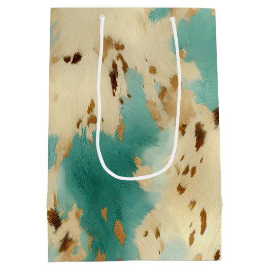 Sac Cadeau Moyen Vachure d'or blanc turquoise (Dos)