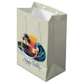 Sac Cadeau Moyen Vague de Surf rétro Sunset (Devant Angle)