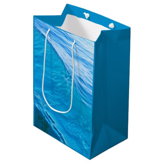 Sac Cadeau Moyen Vague d'eau bleue (Devant Angle)