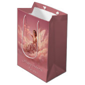 Sac Cadeau Moyen Valentine Fairy on Pink Clouds Fantasy Art (Devant Angle)