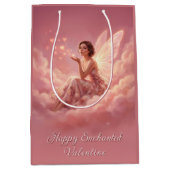 Sac Cadeau Moyen Valentine Fairy on Pink Clouds Fantasy Art (Devant)