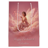 Sac Cadeau Moyen Valentine Fairy on Pink Clouds Fantasy Art (Dos)