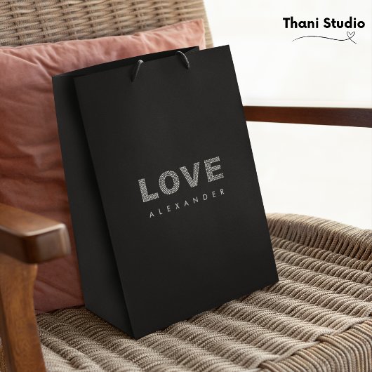 Sac Cadeau Moyen Valentine Moderne Noir Simple Élégante Typographie