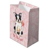 Sac Cadeau Moyen Valentine Rose Boston Terrier (Dos Angle)