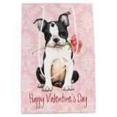 Sac Cadeau Moyen Valentine Rose Boston Terrier (Devant)