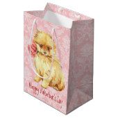Sac Cadeau Moyen Valentine Rose Pomeranian (Devant Angle)