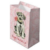 Sac Cadeau Moyen Valentine Rose Standard Schnauzer (Devant Angle)